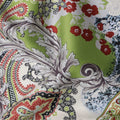 White & Green Paisley Cotton Satin Fabric with Floral Accents – 140 cm Wide-D21949
