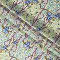 Mint Green Floral Cotton Satin Fabric with Ornate Vine Design – 140 cm Wide-D21951