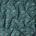 Teal Green Floral Cotton Satin Fabric with Abstract Leaf Design – 110 cm Wide-D21957