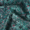 Teal Green Floral Cotton Satin Fabric with Abstract Leaf Design – 110 cm Wide-D21957