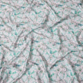 White & Aqua Leaf Print Cotton Satin Fabric – 110 cm Wide-D21958