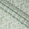 قماش قطني ساتان بطبعة أوراق شجر باللونين الأبيض والأخضر - عرض 110 سم - D21960