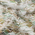Beige & Green Geometric Cotton Satin Fabric with Abstract Design – 110 cm Wide-D21964