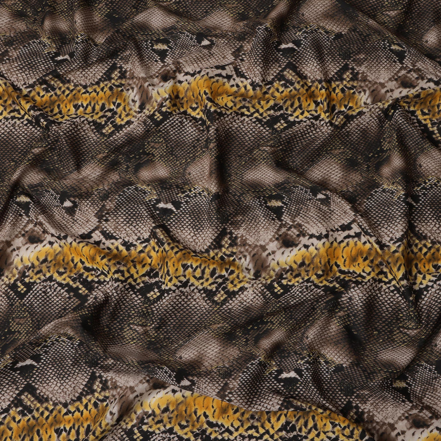 قماش قطني بطبعة ثعبان بني وأصفر - عرض 140 سم - D21968