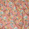 Peach Floral Cotton Voile Fabric with Botanical Print – 140 Cm Wide-D21974