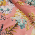 Peach Floral Cotton Voile Fabric with Botanical Print – 140 Cm Wide-D21974