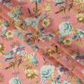 Peach Floral Cotton Voile Fabric with Botanical Print – 140 Cm Wide-D21974