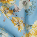 Sky Blue Floral Cotton Voile Fabric with Botanical Print – 140 Cm Wide-D21976