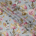 Light Blue Floral Cotton Voile Fabric with Botanical Print – 140 cm Wide-D21978