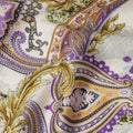 White & Mustard Paisley Cotton Satin Fabric with Ornate Design – 110 cm Wide-D21979