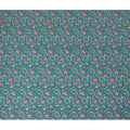 قماش قطني إسباني فاخر مطبوع عليه زهور، أزرق مخضر ومتعدد الألوان، بلمسة نهائية من الساتان - عرض 140 سم، إسبانيا - D22052