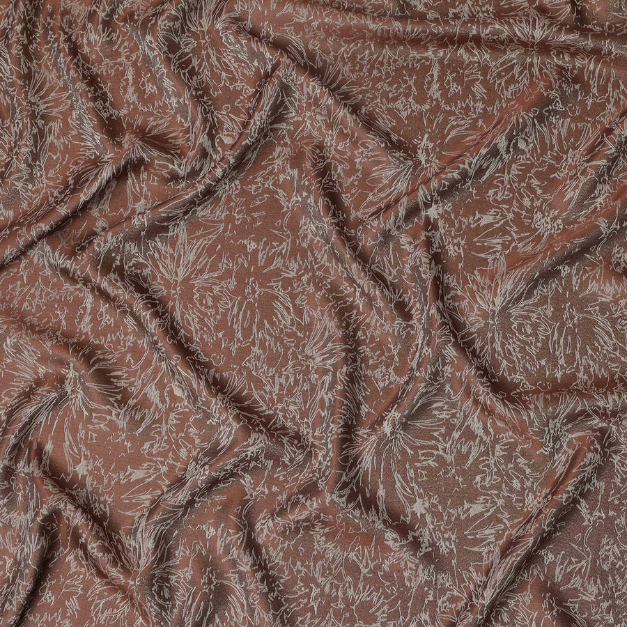 Brown Pure Silk Satin Fabric with Film Metallic, Width 110 Cms, South Korea-D22066
