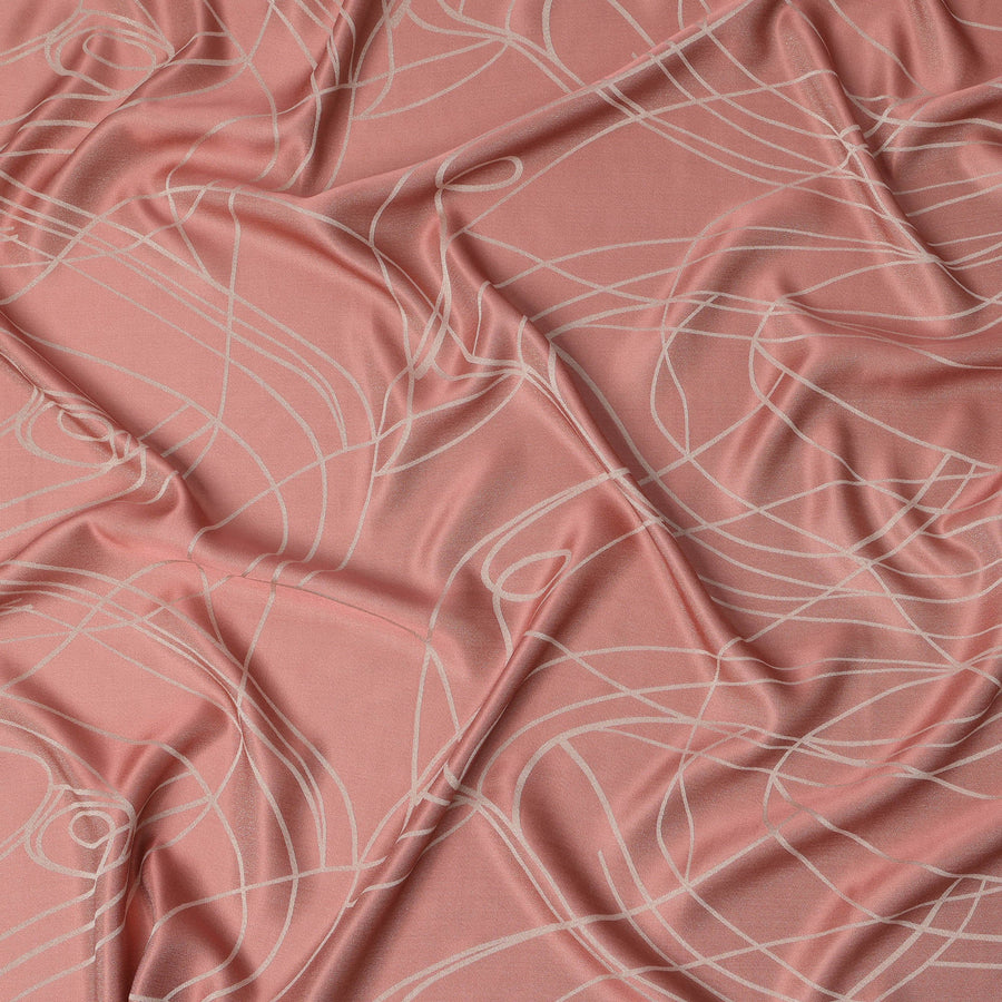 Blush Pink Pure Silk Satin Fabric with Film Metallic, Width 110 Cms, South Korea-D22069