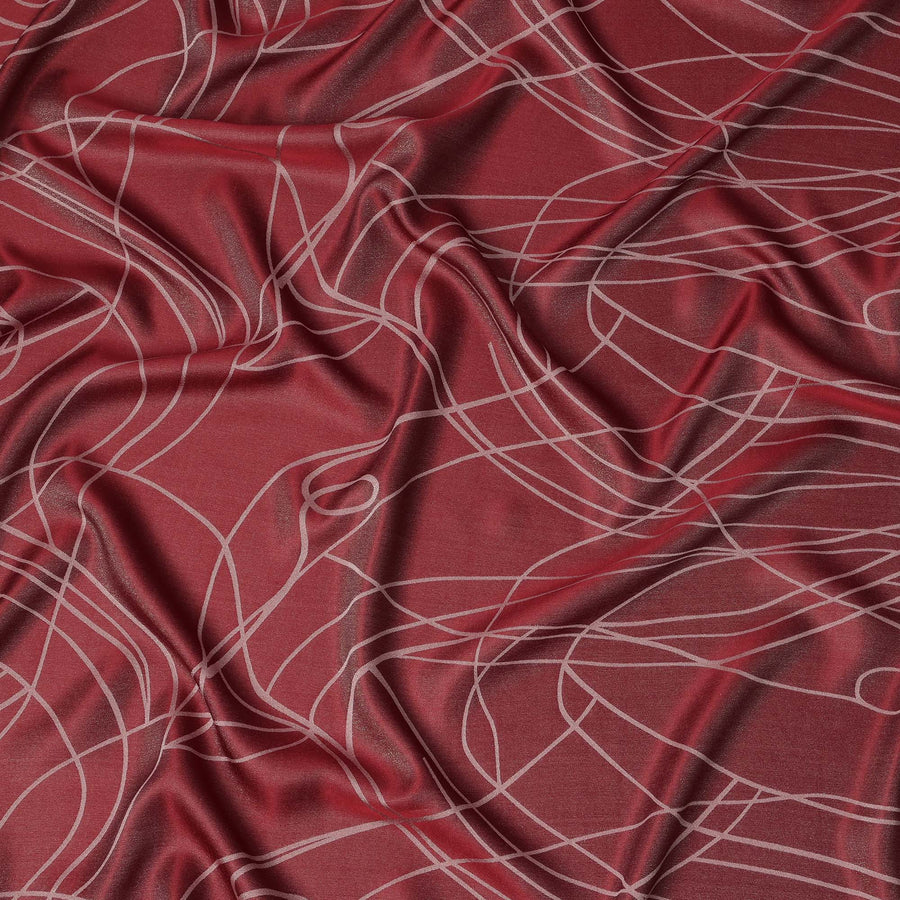 Deep Red Pure Silk Satin Fabric with Film Metallic, Width 110 Cms, South Korea-D22070