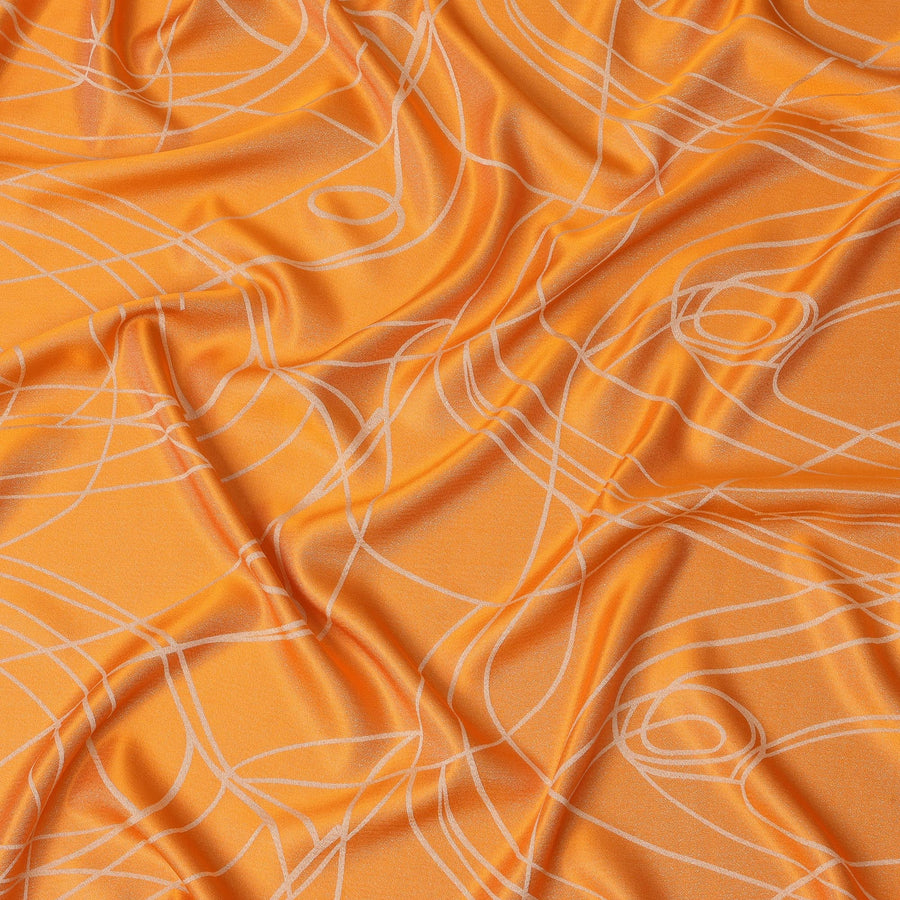 Golden Orange Pure Silk Satin Fabric with Film Metallic, Width 110 Cms, South Korea-D22071