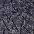 Dark Navy Pure Silk Satin Fabric with Film Metallic, Width 110 Cms, South Korea-D22072