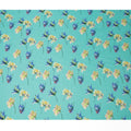 Aqua Blue Pure Silk Satin Fabric with Floral Print, Width 140 Cms, South Korea-D22075