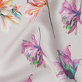 Light Grey Pure Silk Satin Fabric with Floral Print, Width 140 Cms, South Korea-D22076