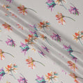 Light Grey Pure Silk Satin Fabric with Floral Print, Width 140 Cms, South Korea-D22076