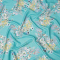 Turquoise Pure Silk Satin Fabric, Width 140 Cms, South Korea-D22079