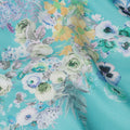 Turquoise Pure Silk Satin Fabric, Width 140 Cms, South Korea-D22079