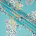 Turquoise Pure Silk Satin Fabric, Width 140 Cms, South Korea-D22079
