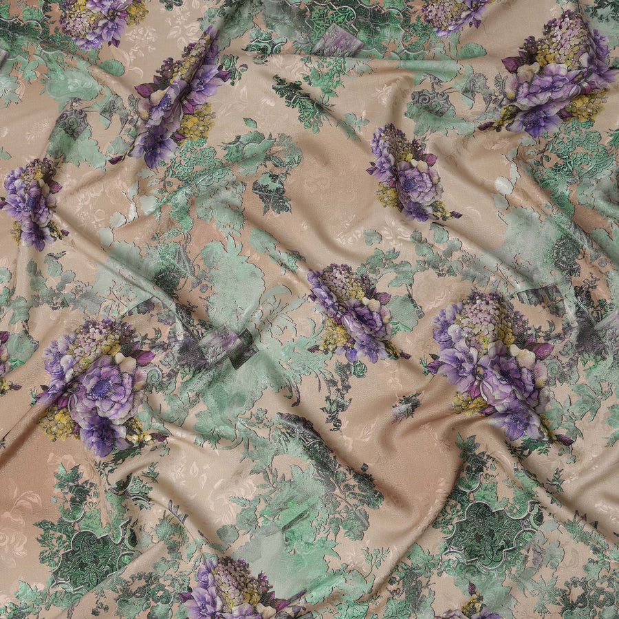 Brown Pure Silk Satin Fabric with Film Metallic, Width 140 Cms, South Korea-D22080