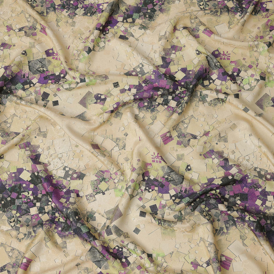 قماش ساتان حريري خالص بلون بيج مع طبقة معدنية، عرض 140 سم، كوريا الجنوبية - D22081