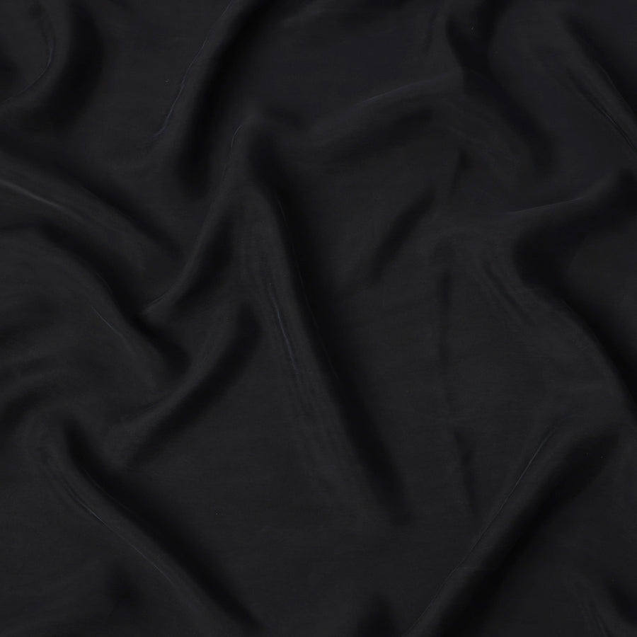 قماش كوبرو مستدام سادة أسود نفاث - عرض 140 سم - قماش بيمبيرج فاخر من اليابان - D22195