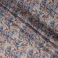 قماش كتان مخلوط بطبعة زهور رمادية داكنة - عرض 140 سم - قماش هندي فاخر - D22202