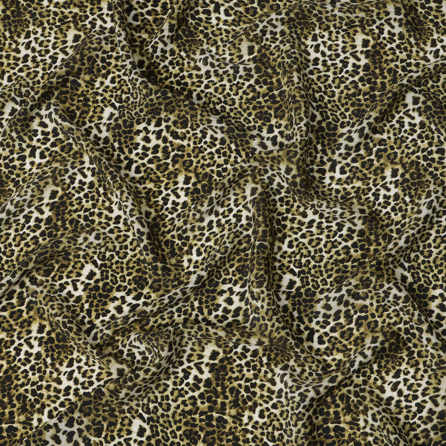 قماش كريب فيسكوز بطبعة جلد النمر باللون الأصفر الذهبي - عرض 110 سم - قماش هندي فاخر - D22209