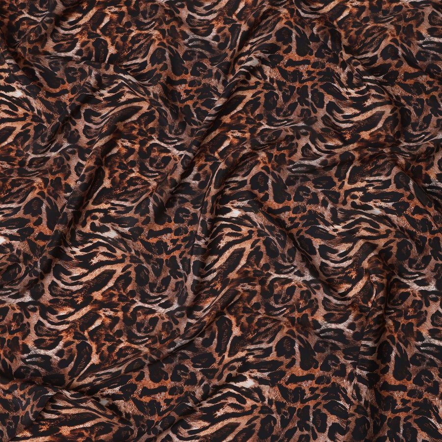 Dark Brown Leopard Print Viscose Crepe Fabric – 110 cm Width – Premium Indian Fabric-D22211