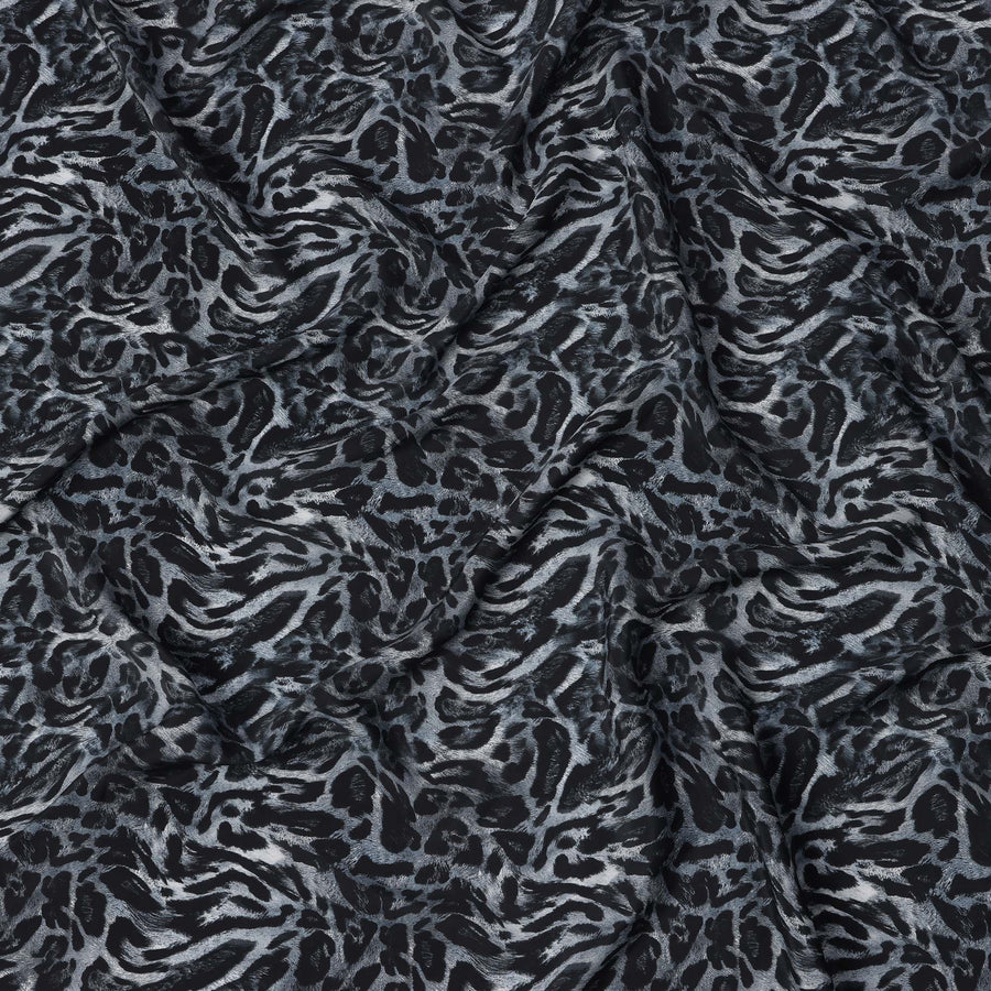 Black and Grey Leopard Print Viscose Crepe Fabric – 110 cm Width – Premium Indian Fabric-D22212