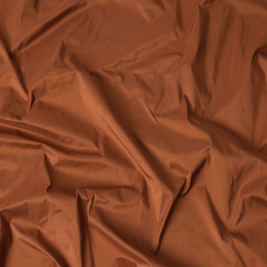 قماش حرير خام نقي بلون برونزي صدئ - عرض 140 سم - حرير هندي فاخر - D22220