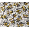 Grey Premium Pure Italian Satin Fabric with Yellow & Black Rose Print – 140 cm-D22283