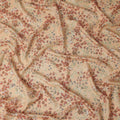 Peach Pure Silk Satin Fabric with Red & Beige Abstract Print – 140 cm, Imported from South Korea-D22287