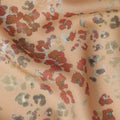 Peach Pure Silk Satin Fabric with Red & Beige Abstract Print – 140 cm, Imported from South Korea-D22287