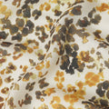 Cream Pure Silk Satin Fabric with Gold & Black Abstract Print – 140 cm, Imported from South Korea-D22288
