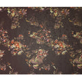 قماش ساتان حريري خالص بلون أرجواني غامق مع طبعة زهور متعددة الألوان - 140 سم، مستورد من إسبانيا - D22291