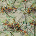 Light Green Pure Silk Satin Fabric with Multicolor Abstract Print – 140 cm, Imported from South Korea-D22293