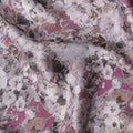 Pink Cotton Satin Fabric with White & Brown Floral Print – 110 cm, Imported from India-D22299
