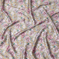 Light Grey Cotton Satin Fabric with Pink & White Floral Print – 110 cm, Imported from India-D22300