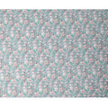 قماش ساتان قطني أزرق مائي بطبعة زهور بيضاء ووردية - 110 سم، مستورد من الهند - D22301
