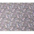 قماش ساتان قطني رمادي بطبعة زهور متعددة الألوان - 110 سم، مستورد من الهند - D22303