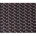 Black Floral Printed Cotton Lawn Fabric with Soft Pink and White Blossoms, Smooth Lightweight Texture, 110 Cms Width, Made in India-D22535