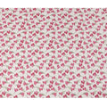 Ivory White Cotton Lawn Fabric with All-Over Pink Floral Print and Green Leaf Accents, Smooth Lightweight Texture, 110 Cms Width, Made in India-D22538