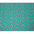 Teal Green Cotton Lawn Fabric with All-Over Pink Floral Print and Subtle Leaf Detailing, Soft Lightweight Finish, 110 Cms Width, Made in India-D22541