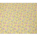 Light Yellow Cotton Lawn Fabric with All-Over Floral Print in Pink, White, and Peach with Green Leaf Accents, Soft Lightweight Texture, 110 Cms Width, Made in India-D22546