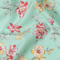 Mint Green Cotton Lawn Fabric with All-Over Floral Print in Yellow, Red, and Peach Tones with Soft Green Leaves, Smooth Lightweight Finish, 110 Cms Width, Made in India-D22547