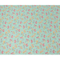 Mint Green Cotton Lawn Fabric with All-Over Floral Print in Yellow, Red, and Peach Tones with Soft Green Leaves, Smooth Lightweight Finish, 110 Cms Width, Made in India-D22547